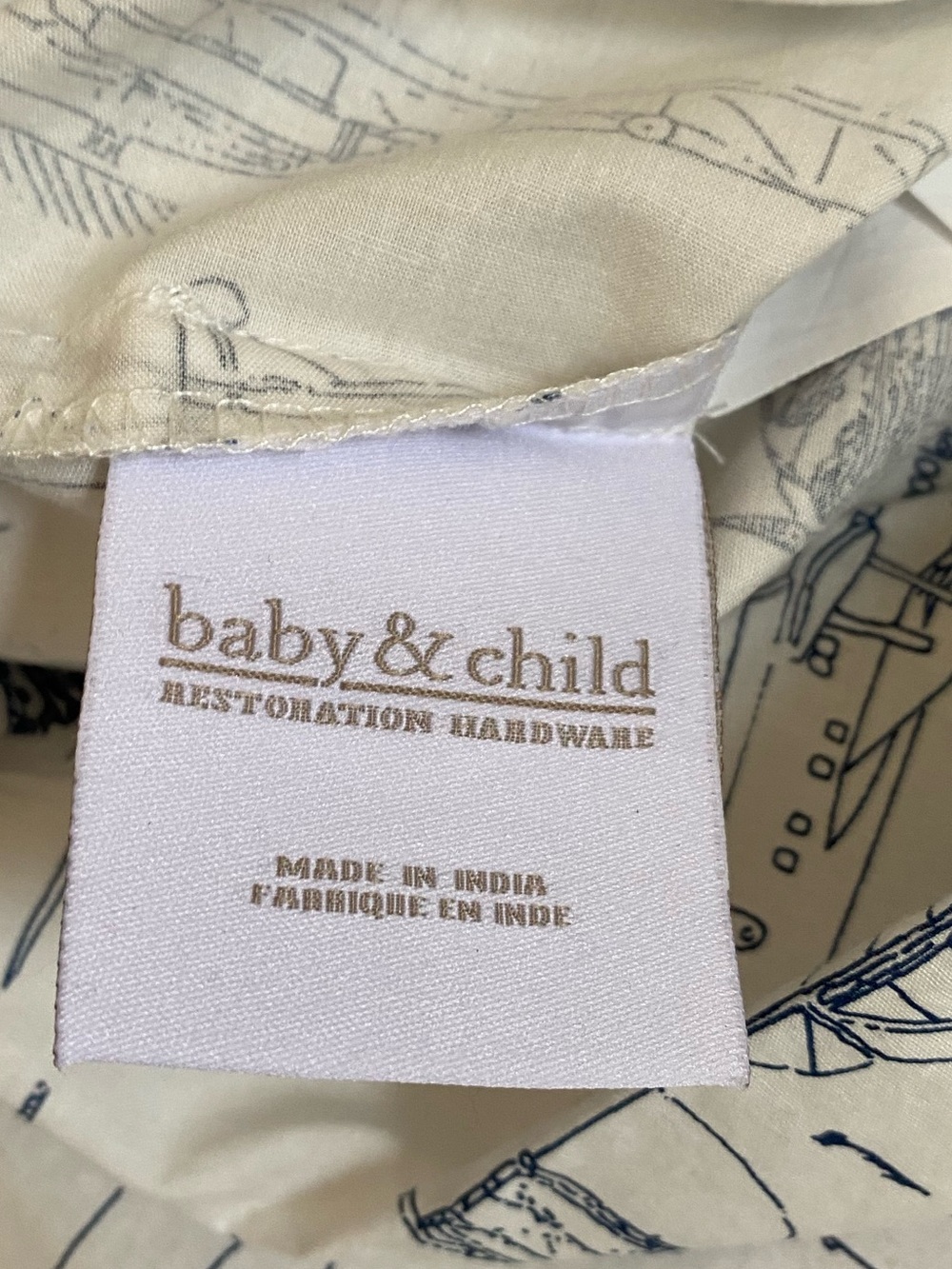 Restoration Hardware Baby And Child Vintage Airplane Blueprint Crib Sheet Set - Picture 7 of 16